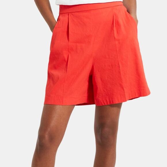 NWT Theory Poppy Stretch Linen Pleated Pull-On Shorts Size L - Picture 9 of 9